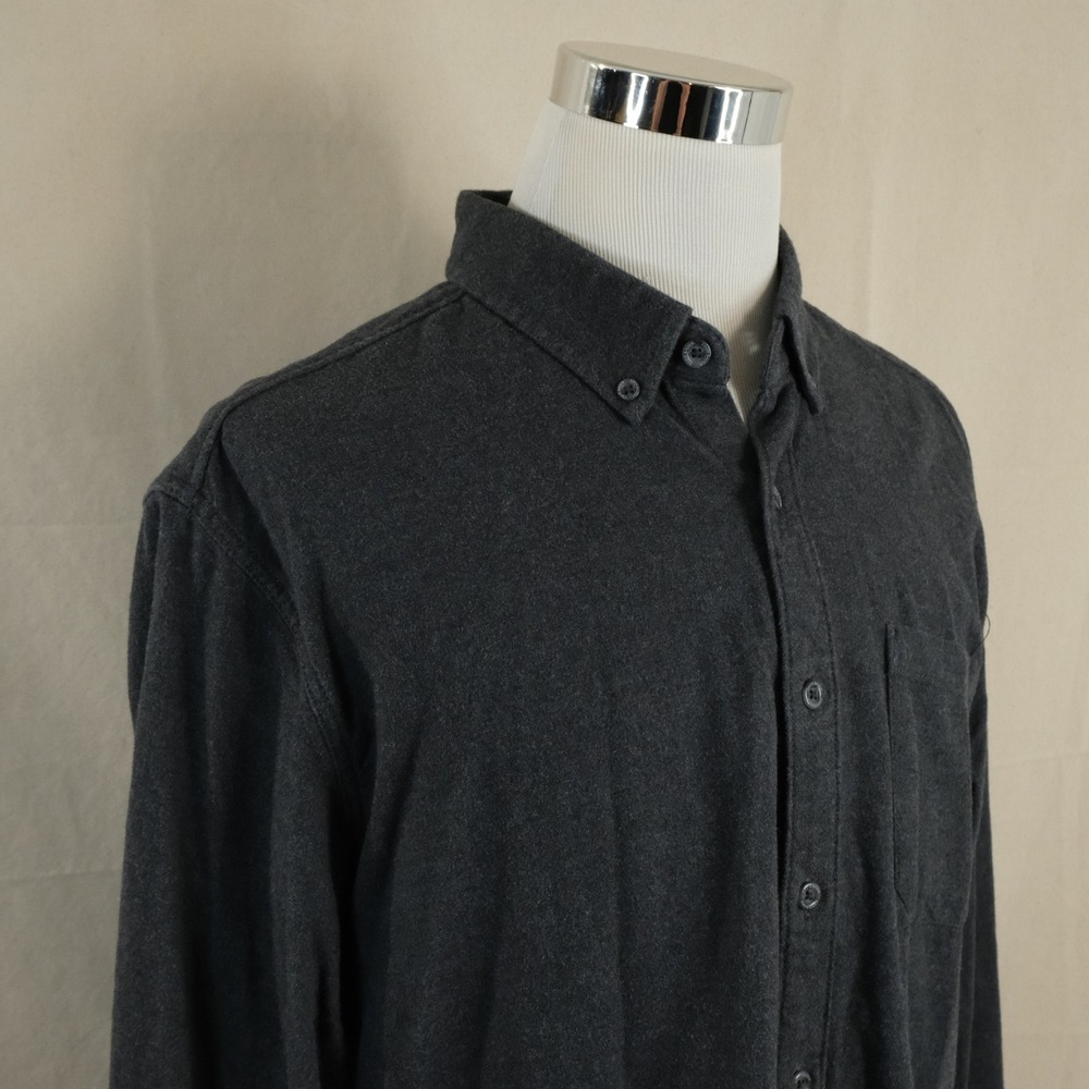 Eddie Bauer XLT Classic Fit Flannel Button Front Shirt Charcoal 100% Cotton Mens